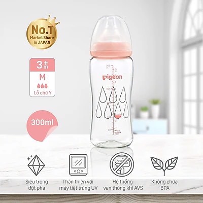 Bình sữa Pigeon 160ml, 240ml cổ rộng Nhật Bản cho bé từ sơ sinh